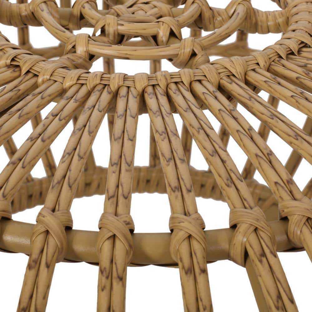 Light Brown Round Faux Rattan Outdoor Coffee Table
