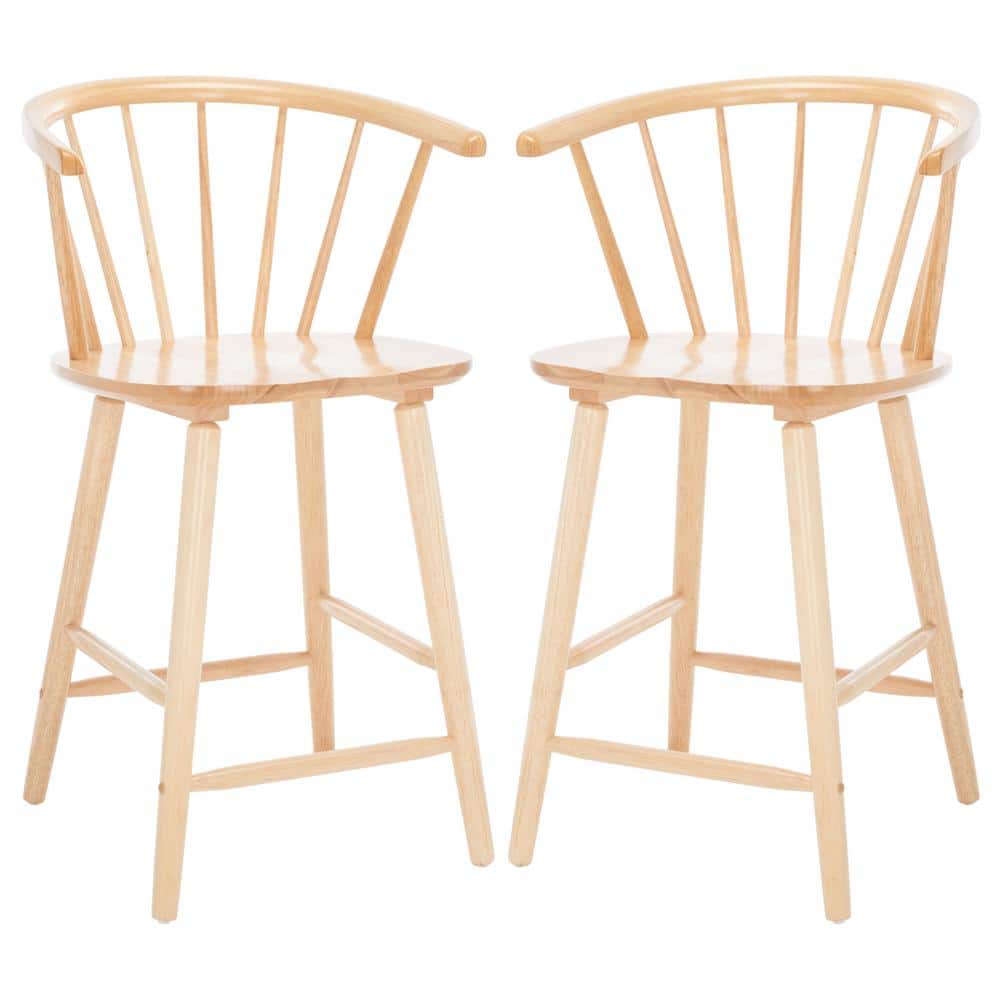 Natural Rubberwood Spindle Back Counter Stool Set