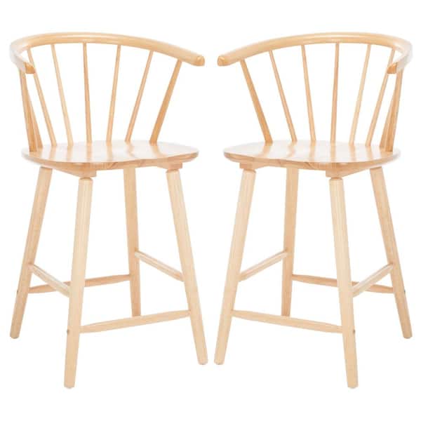 SAFAVIEH Blanchard 24 in. Natural Wood Counter Stool