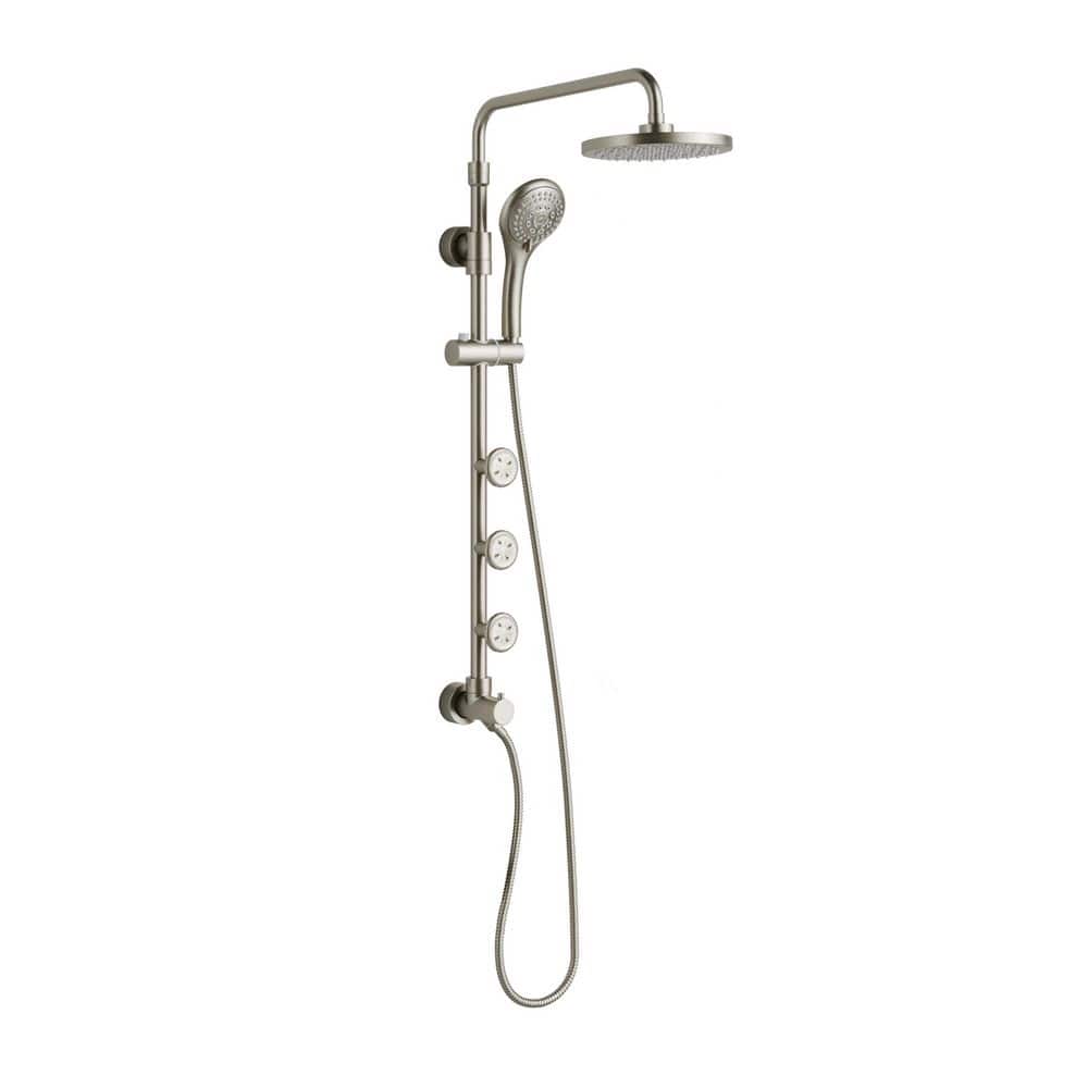 Brushed Nickel Multi-Function Shower System with Adjustable Height