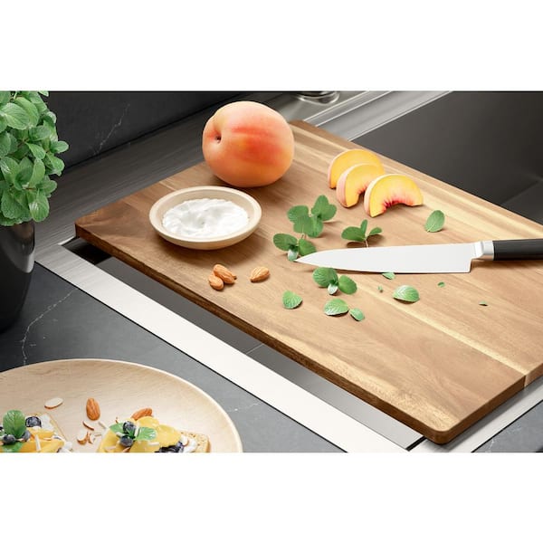 Lyric Workstation 33 in. Dual Mount Stainless Steel Double Bowl Kitchen Sink with Sous Semi Pro Kitchen Faucet Lyric Workstation 33 in. Dual Mount Stainless Steel Double Bowl Kitchen Sink with Sous Semi Pro Kitchen Faucet