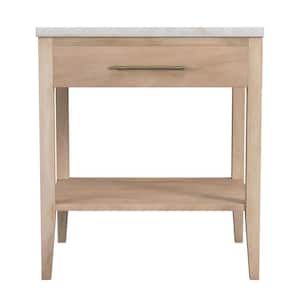 Mayfair Light Brown 1-Drawer 22 in. W. Marble and Wood Nightstand