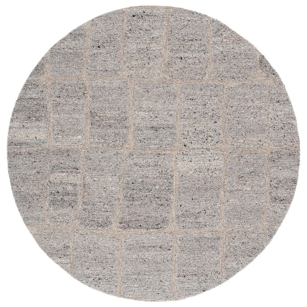 Harvest 6 ft. x 6 ft. Taupe/Gray Abstract Tile Round Area Rug