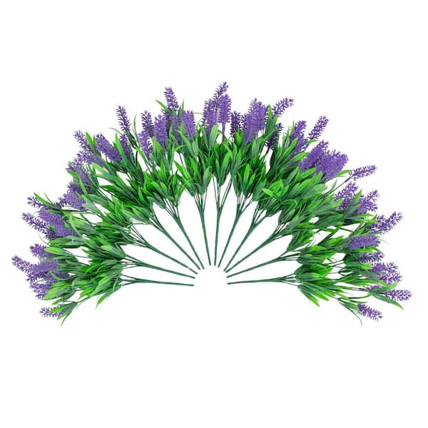 13in. UV Resistant Artificial Flowering Lavender Bush (Indoor/Outdoor) - Set of 12
