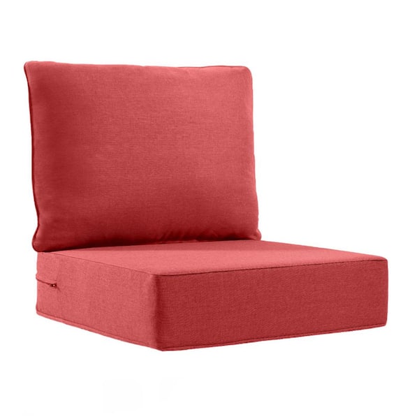 Gymojoy Carolina 24 in. x 24 in. x 6 in. Olefin 2-Piece Deep Seating Outdoor Lounge Chair Sofa Cushion in Red