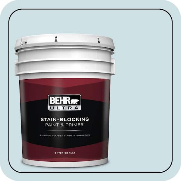 BEHR ULTRA 5 gal. #530E-2 Cool Sky Flat Exterior Paint & Primer
