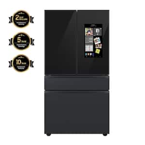 Bespoke 29 cu. ft. 4-Door French Door Smart Refrigerator with Family Hub in Charcoal Glass/Matte Black, Standard Depth