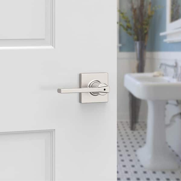 Casey Satin Nickel Bed/Bath Privacy Door Handle Featuring Microban with Lock