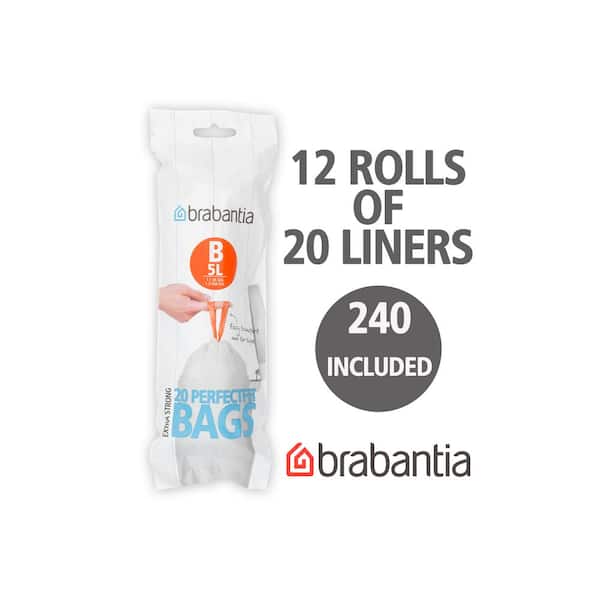 Brabantia 12 Gal. PerfectFit Trash Bags, Code L, (40 L x 45 L) 20 Trash  Bags 138607 - The Home Depot