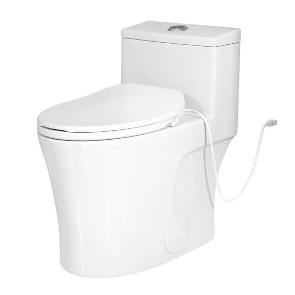 Elongated ADA Chair Height Bidet Toilet Combo in White HR-0038W with Electric Bidet Seat, Warm Air Dryer, Night Light