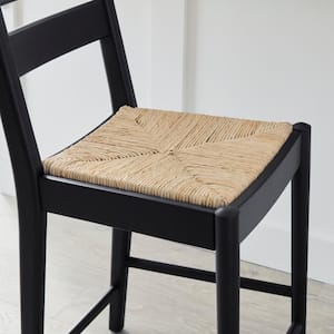 24.3 in. Hamlin Natural Woven Counter Stools in Black (Set of 2)