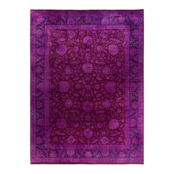 Overdyed Pink 9 x 12 Solid Wool Indoor Area Rug