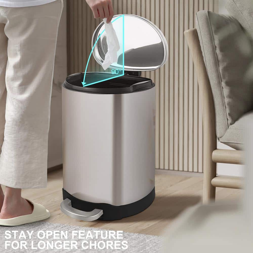 3.2 Gallon Brushed Stainless Steel Step-On Trash Can