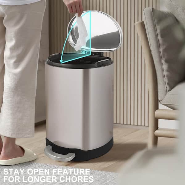 simplehuman 4.5-Liter Fingerprint-Proof Brushed Stainless Steel Round  Step-On Trash Can CW1852 - The Home Depot