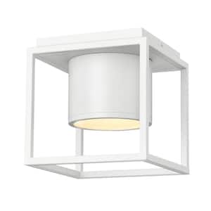 Desmond 7.13 in. Matte White Integrated LED Flush Mount with Matte White Shade