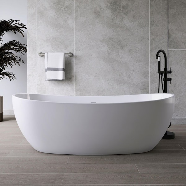 MEDUNJESS 70 in. x 32 in. Acrylic Flatbottom Freestanding Soaking
