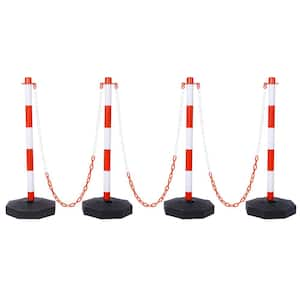 4-Pack Red 11.25 in. x 11.25 in. x 2.7 ft. Composite Fence Picket Post Cones with Fillable Base and 5 ft. Chain