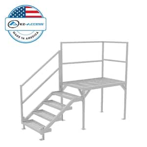 Fortress 29 in. to 42.5 in. H OSHA Compliant Aluminum 4-Riser Stair System with Grip Grate Tread and Platform