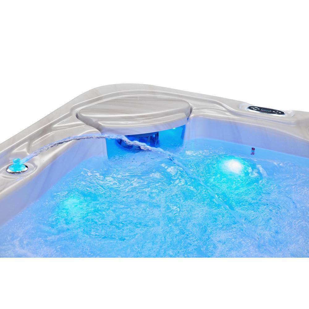 Gray and White 5-Person Luxury Hot Tub with Jets and Ozonator