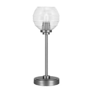 Quincy 7 in. Graphite Accent Lamp with Clear Ribbed Glass Shade