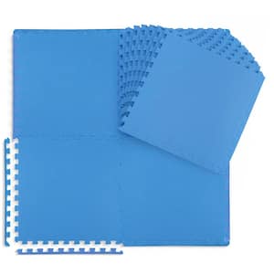 Blue 24 in. W x 24 in. L x 0.75 in. Thick EVA Foam Double-Sided T Pattern Gym Flooring Tiles (12 Tiles/Pack)(48 sq. ft.)
