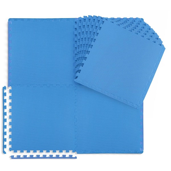 CAP Blue 24 in. W x 24 in. L x 0.75 in. Thick EVA Foam Double-Sided T Pattern Gym Flooring Tiles (12 Tiles/Pack)(48 sq. ft.)