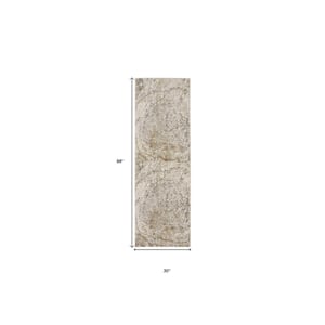 2 X 8 Brown and Ivory Abstract Runner Rug