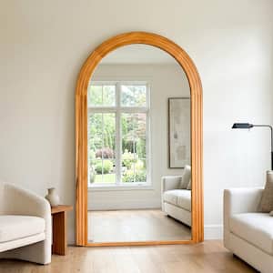 Yellow 43 in. W x 71 in. H Arched Solid Wood Framed Floor Mirror Standing Wall Mirror