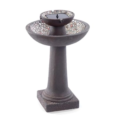 Riverstone Forest Brown 2-Tier IntelliSOLAR Fountain with Remote