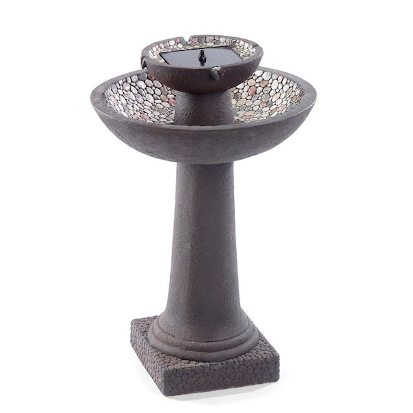 Riverstone Forest Brown Resin 2-Tiered IntelliSOLAR Fountain with Remote