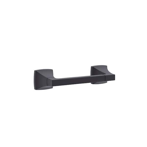 Oak Wall Mounted Toilet Paper Holder in Matte Black