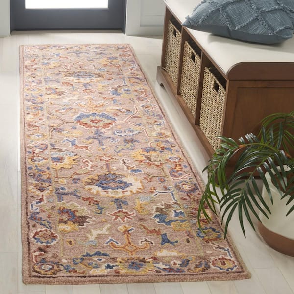 Metro 2 ft. x 8 ft. Beige/Ivory Ornate Border Abstract Runner Rug