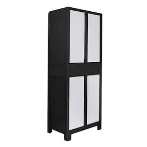 Eclypse 27.56 in. W x 73.22 in. H x 18.11 in. D Large 4 Shelves Freestanding Cabinet in Black and Gray