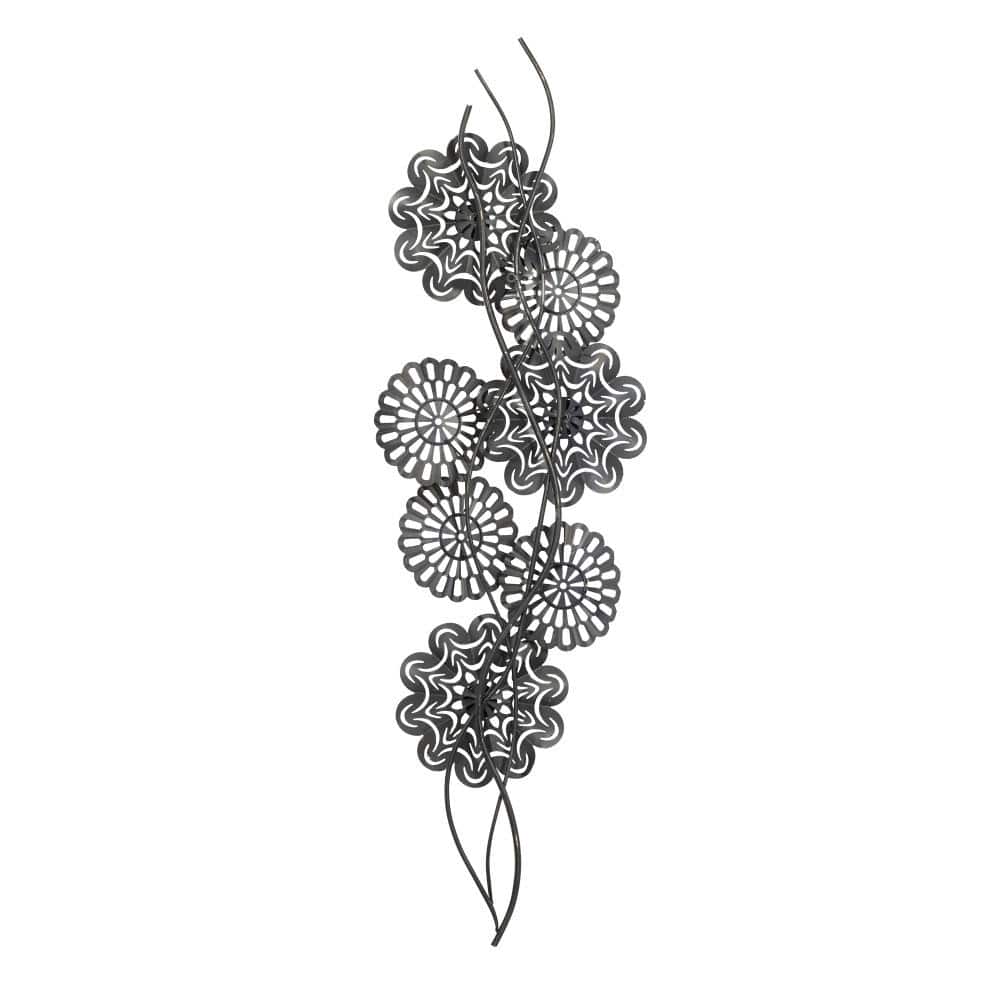 Blue and Gold Floral Metal Wall Decor, 71"