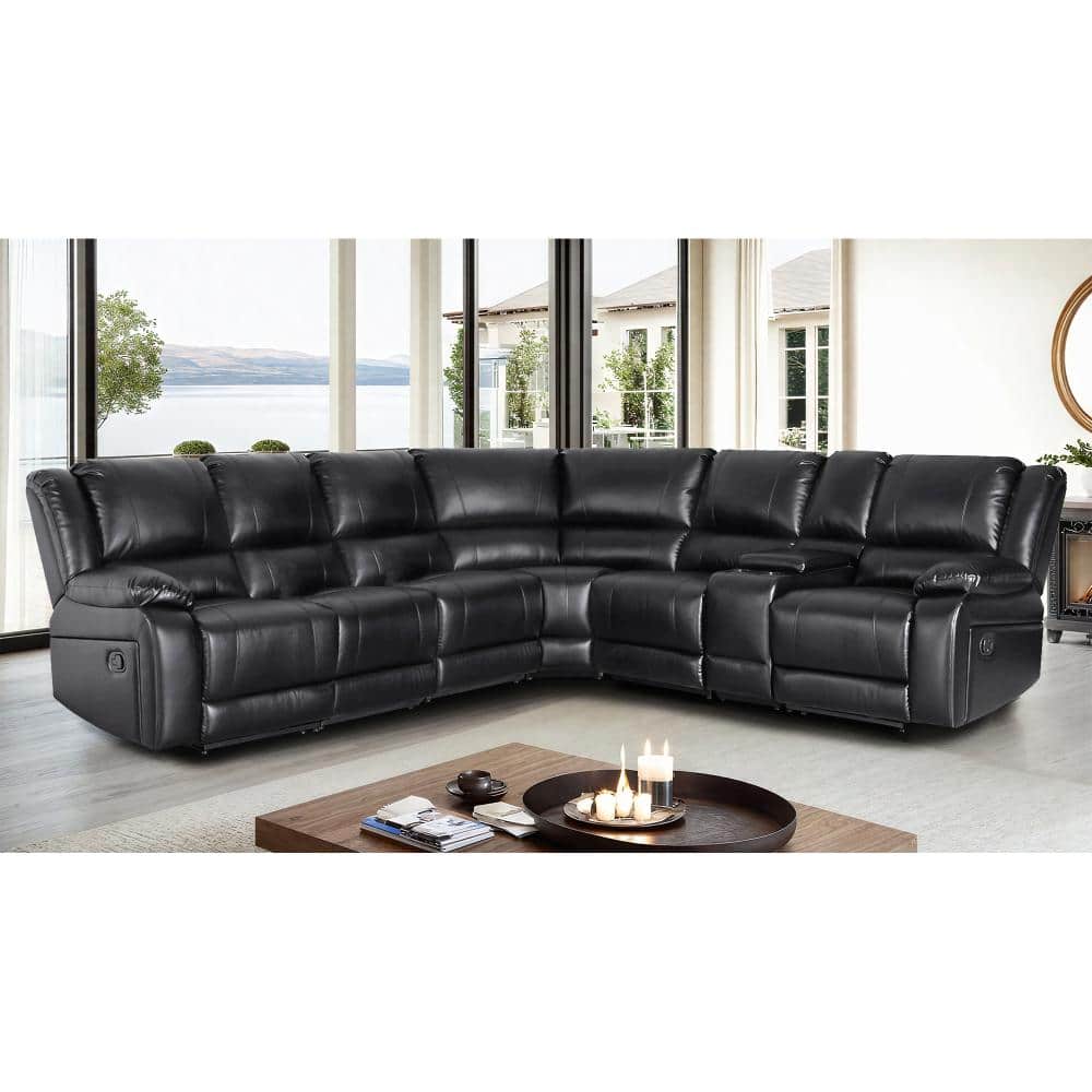 Ellesophas 131 in. 7 Pieces Modular Modern Faux Leather Manual