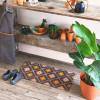 Natural Coir Outdoor Doormat with Multicolor Geometric Print