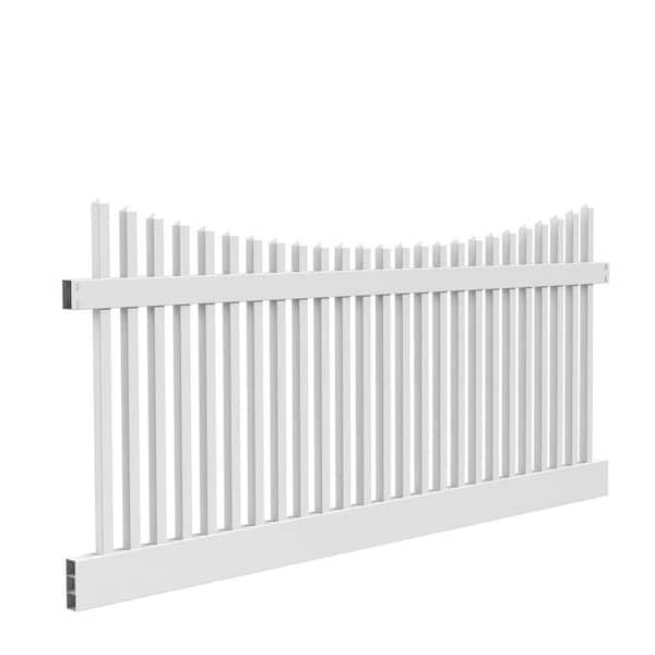 4 ft. x 8 ft. Yukon Scallop White Vinyl Fence Panel