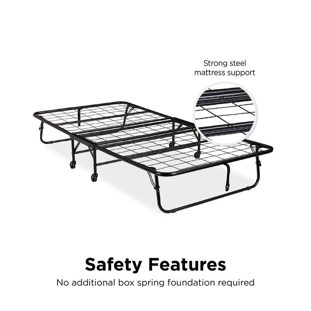 Twin Black Metal Frame Folding Guest Bed with Mattress