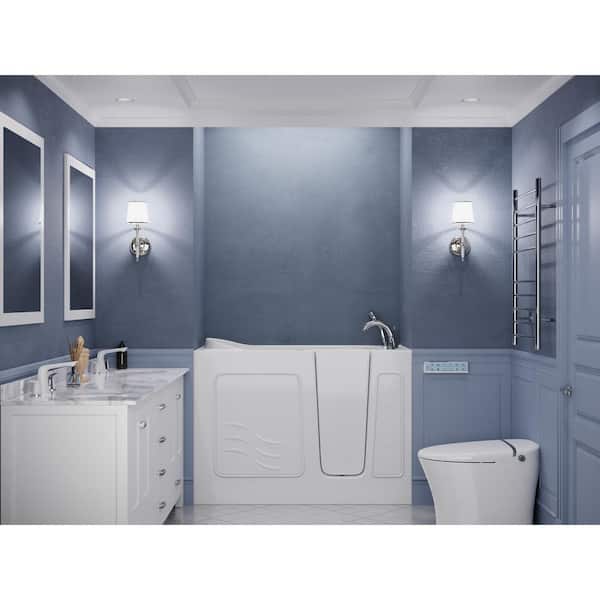 Builder's Series 26 in. L x 53 in. W Right Side Drain Air Jetted Bathtub in White with Fast Filling Faucet with Wand