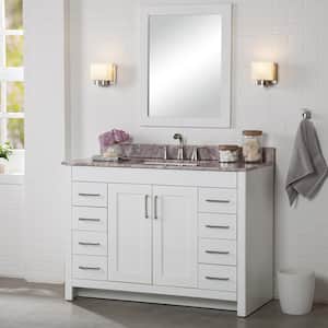 26 in. W x 31 in. H Rectangular Wood Framed Wall Bathroom Vanity Mirror in White