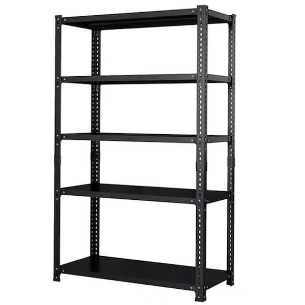 Tileon Kitchen Pantry, Household Storage Rack With Adjustable Display Rack Basement Balcony Storage Rack, Carbon Steel-Black