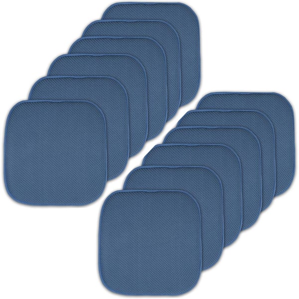 Sweet Home Collection Blue, Honeycomb Memory Foam Square 16 in. x 16 in. Non-Slip Back Chair Cushion (12-Pack)