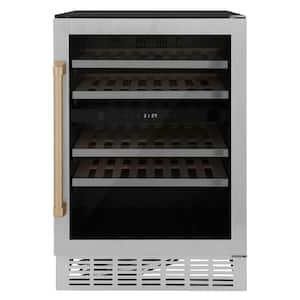 24" Monument Autograph Edition Dual Zone 44-Bottle Wine Cooler in Stainless Steel with Champagne Bronze Accents