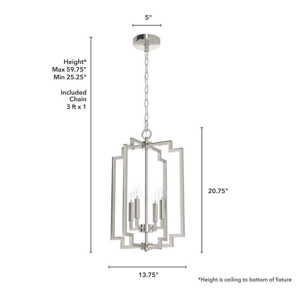 Zoanne Brushed Nickel 4-Light 14" Pendant