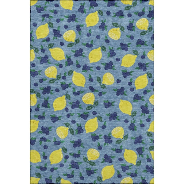 Mayfield Premium Machine Washable Abstract AMF2354 Denim 5 ft. x 7 ft. 6 in. Area Rug