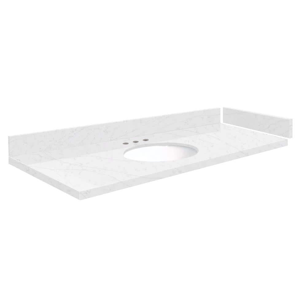 Silestone 54.75 in. W x 22.25 in. D Quartz White Round Single Sink Vanity Top in Statuario price history on PriceWatchPro
