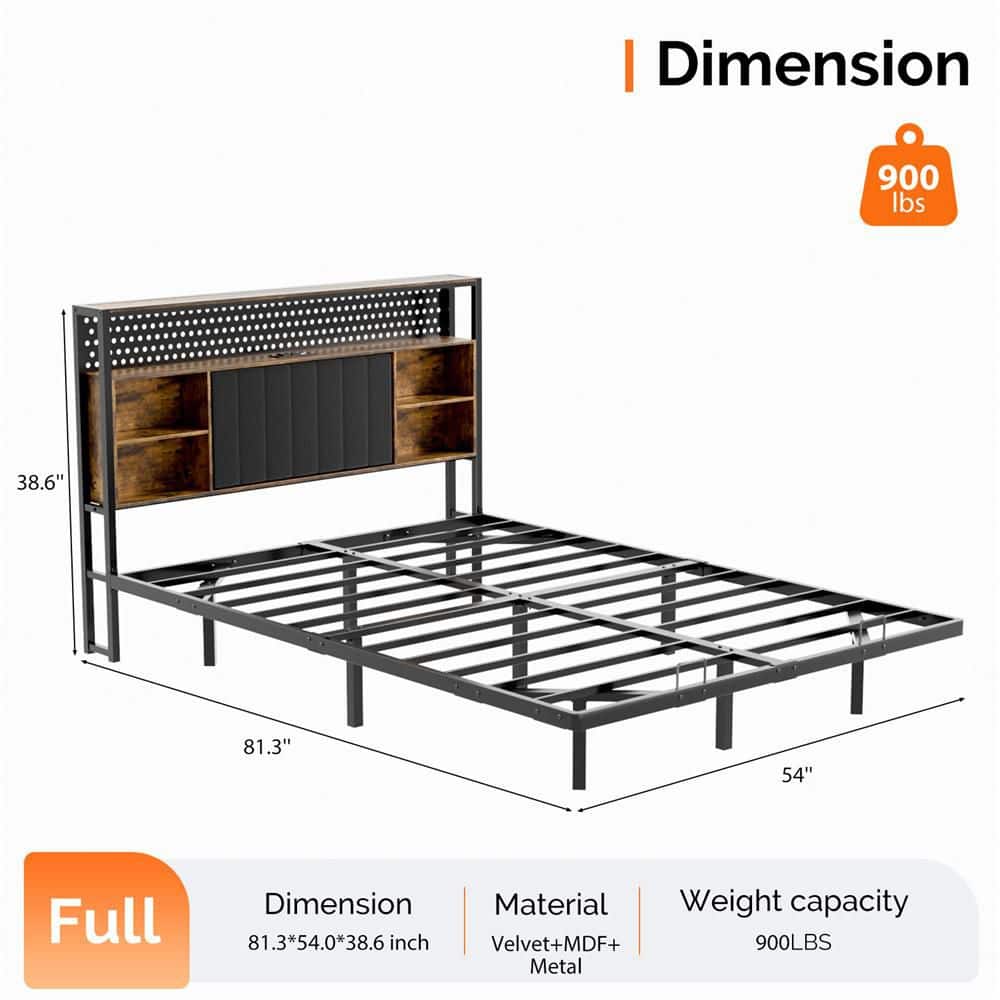 Multi-Colored Metal Frame King Size Platform Bed Floating Bed with LED Light and Charging Station Upholstered Headboard - thumbnail 3