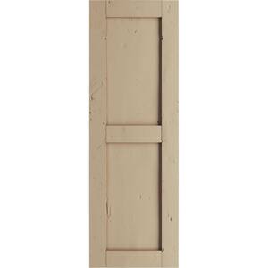 12 in. x 84 in. Timberthane Polyurethane 2-Equal Panel Flat Panel Knotty Pine Faux Wood Shutters Pair