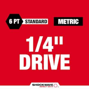 SHOCKWAVE 1/4 in. Drive Metric 6 Point Impact Socket Set (14-Piece)