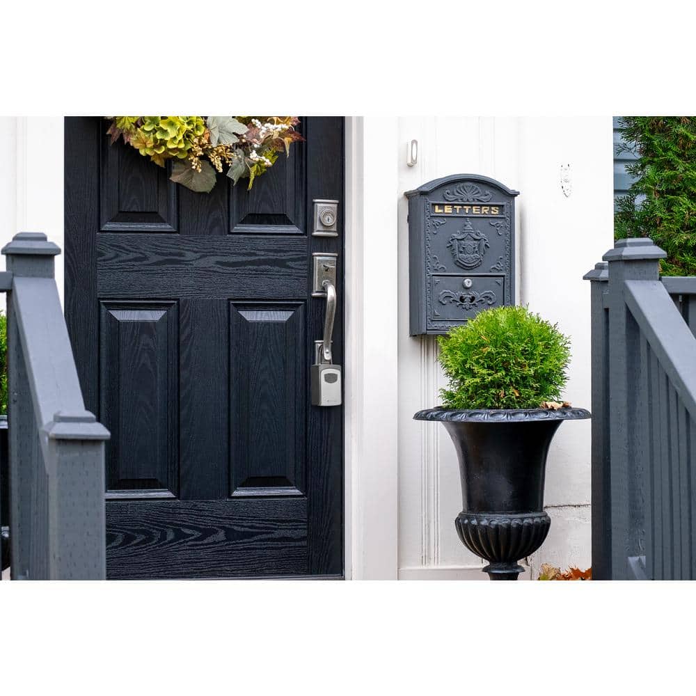 Gray and Black Steel Combination Key Lock Box with Door Hanger